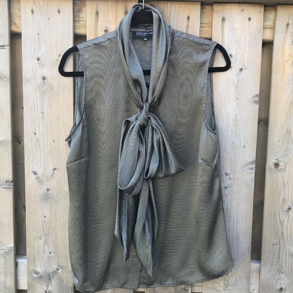 JONES NEW YORK TIE NECK SLEEVELESS TOP 100% SILK - Picture 1 of 5